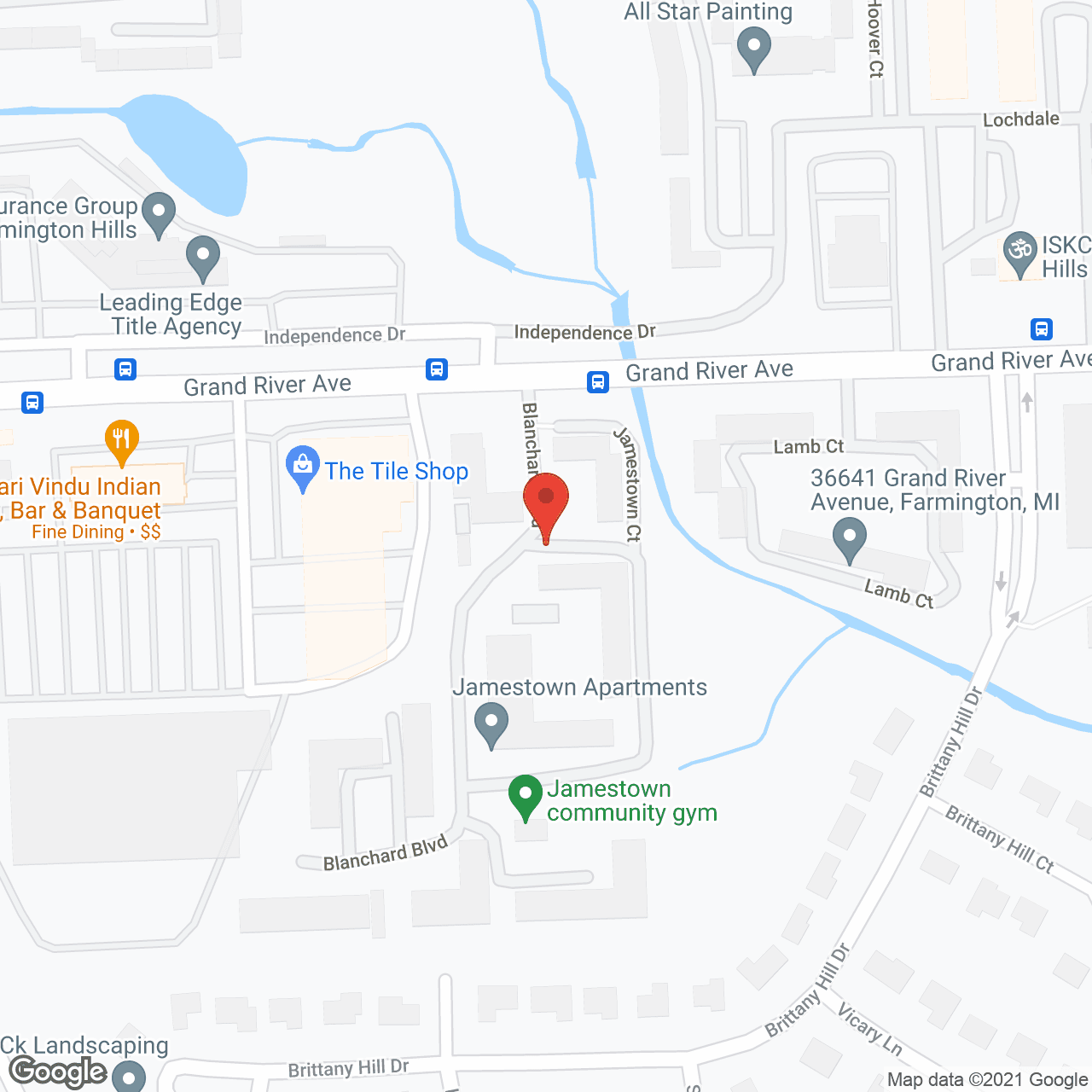 Map of the neighborhood around Jamestown Clf