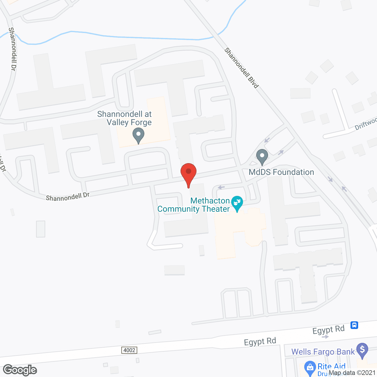Map of the neighborhood around The Meadows at Shannondell