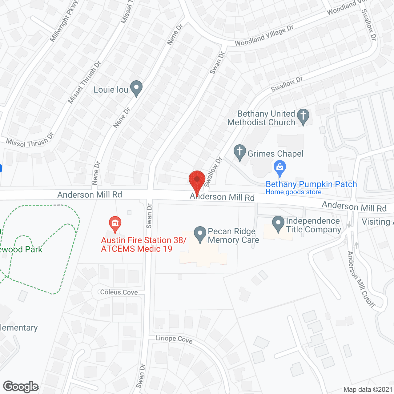 Map of the neighborhood around Anointed Senior Living Austin