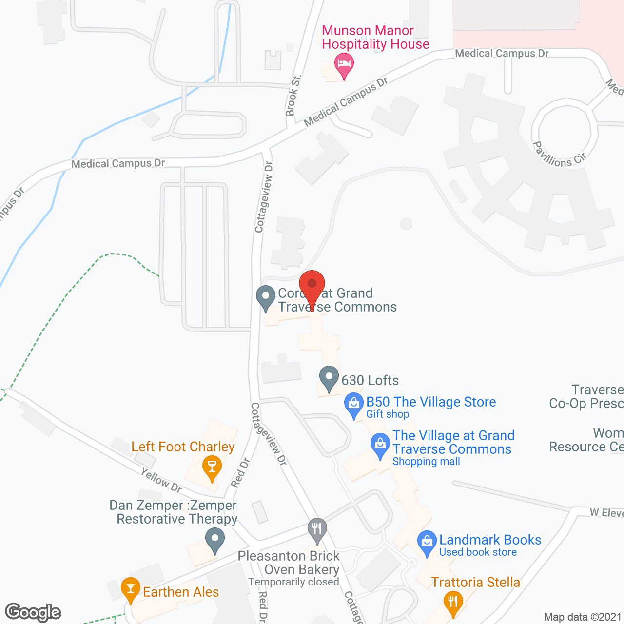 Map of the neighborhood around Cordia at Grand Traverse Commons