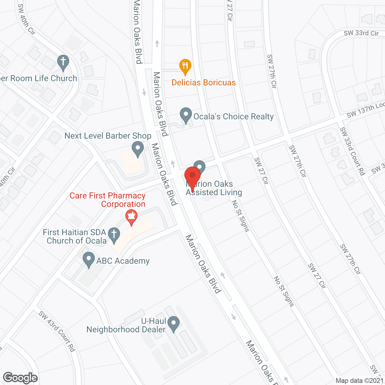 Map of the neighborhood around Marion Oaks Assisted Living