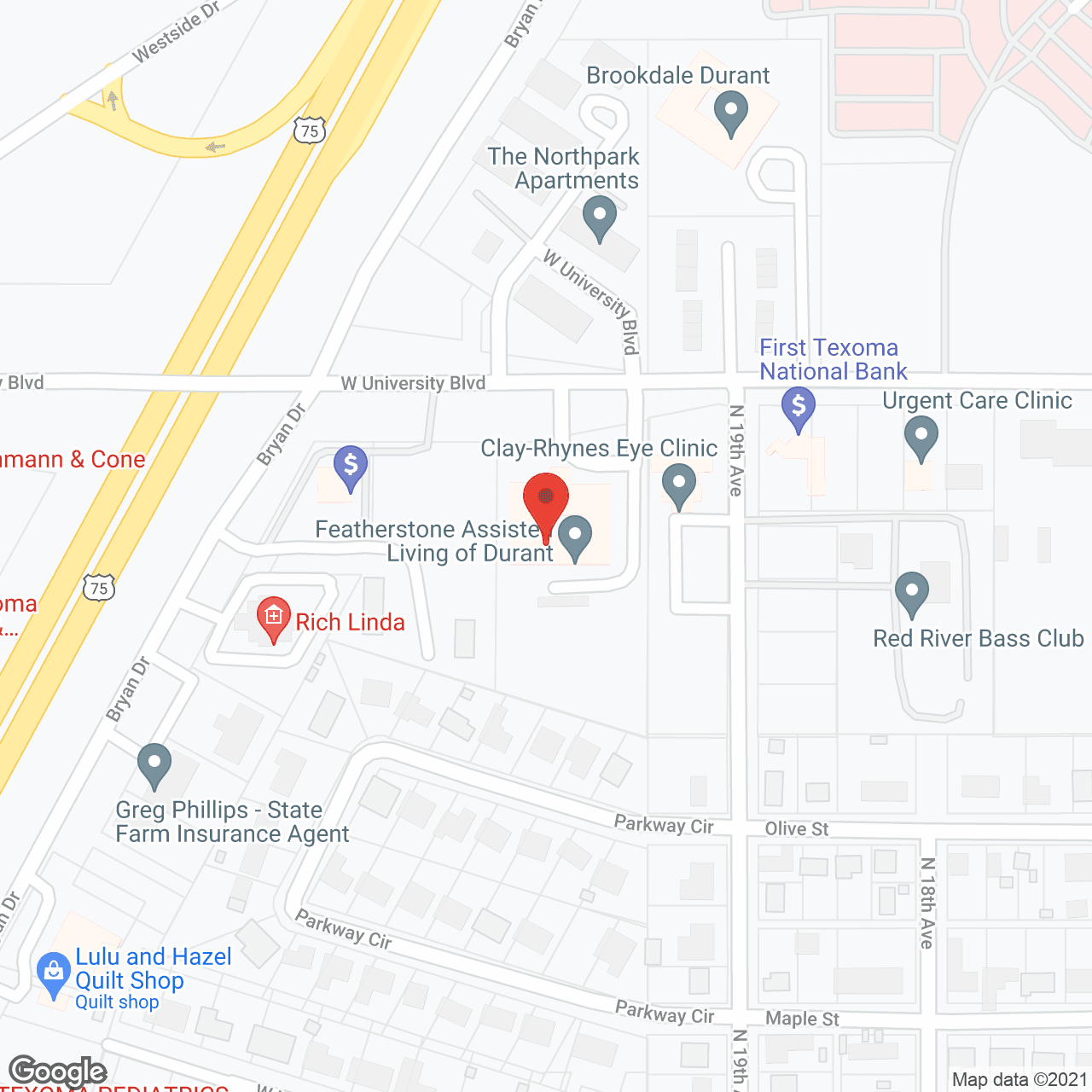 Map of the neighborhood around Featherstone Assisted Living of Durant