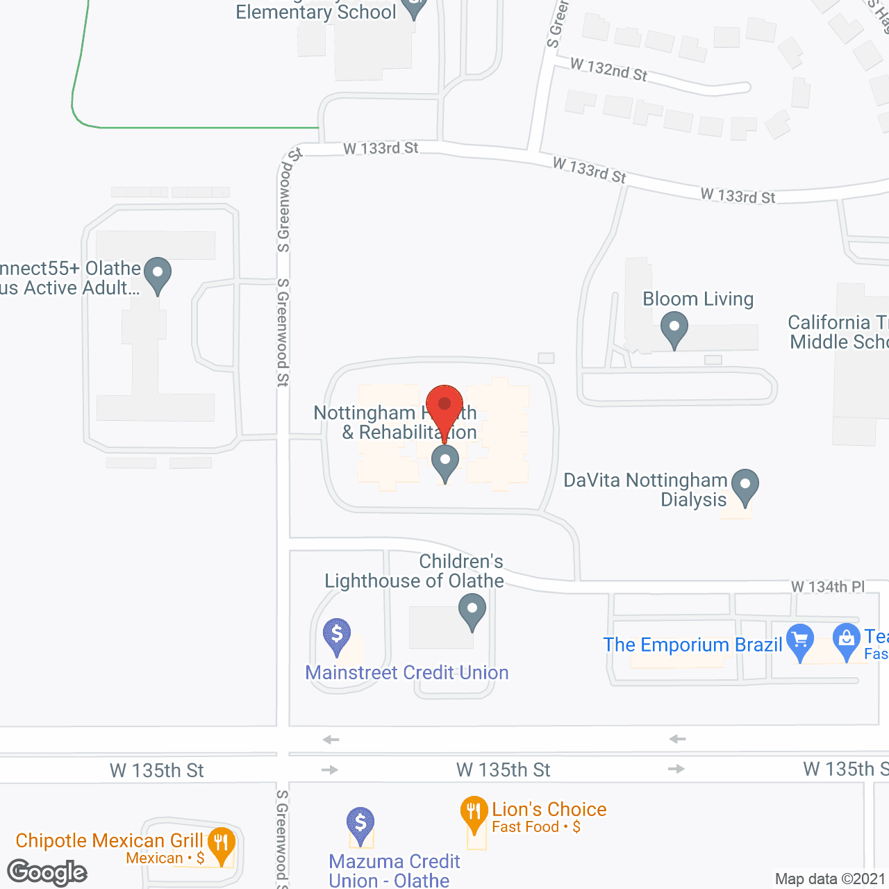Map of the neighborhood around Nottingham Health and Rehabilitation