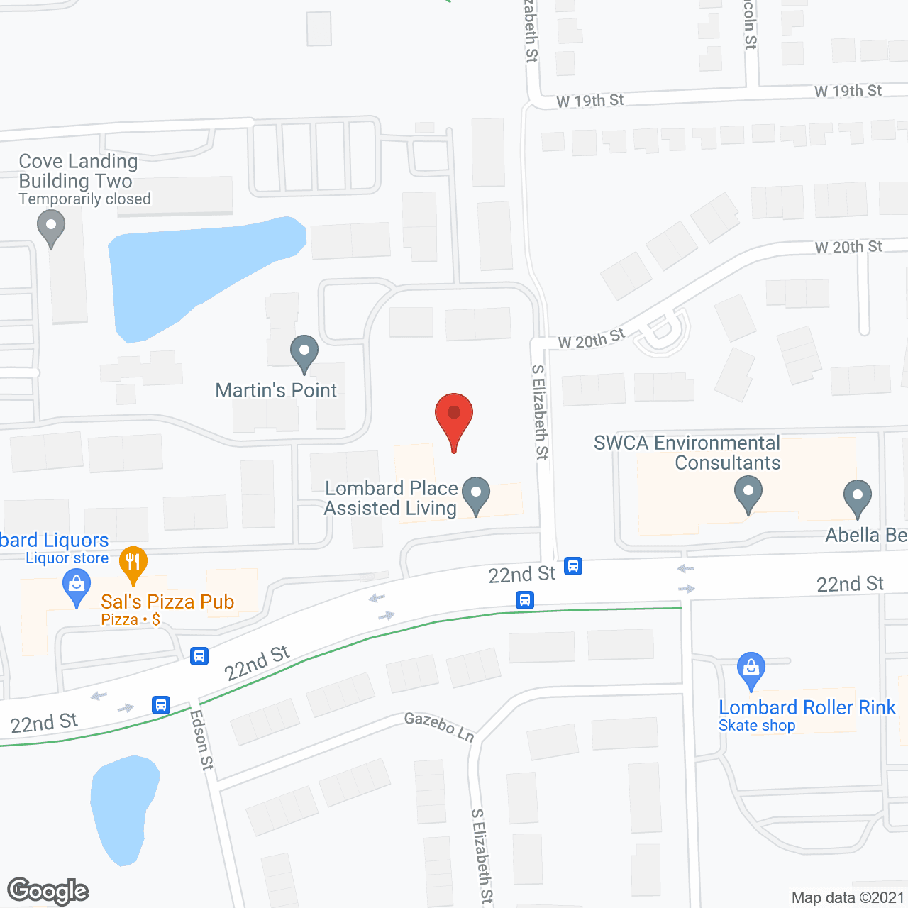 Map of the neighborhood around Lombard Place Assisted Living and Memory Care
