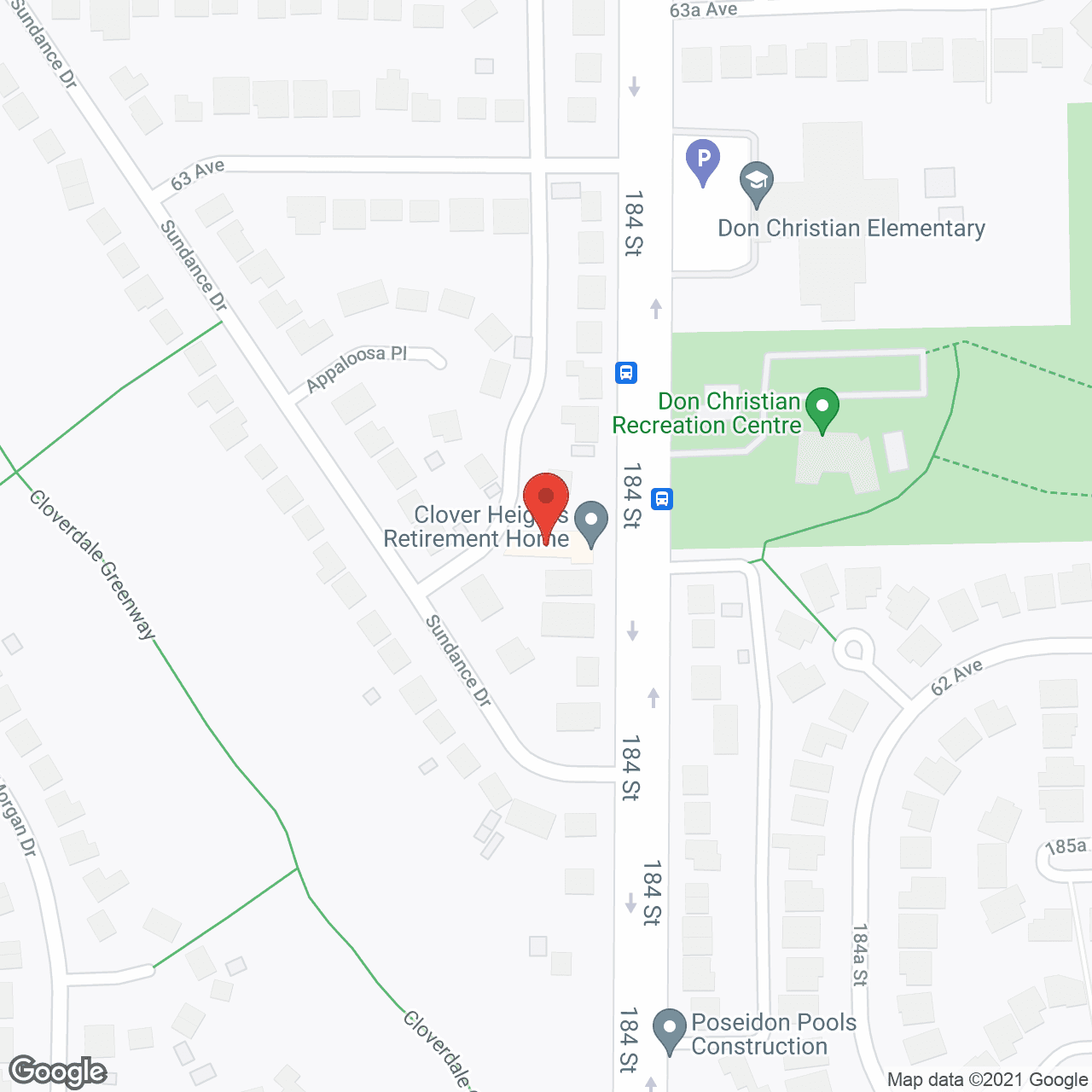 Map of the neighborhood around Clover Heights Retirement Home