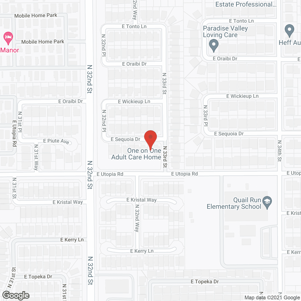 Map of the neighborhood around One on One Adult Care Home