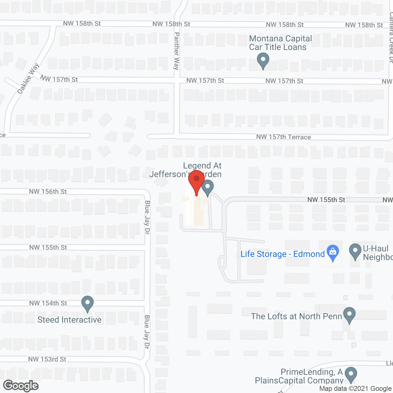 Map of the neighborhood around Legend at Jefferson's Garden