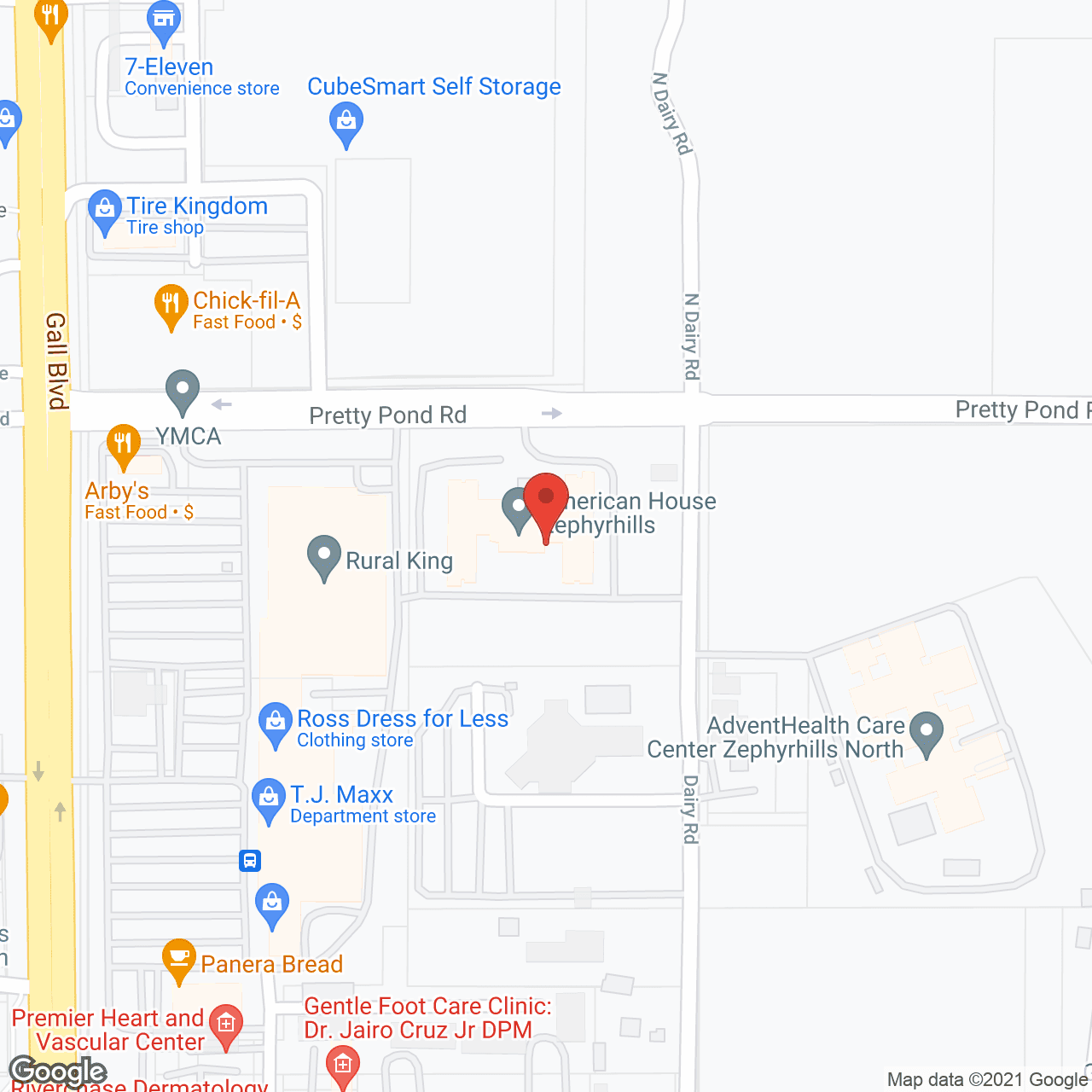 Map of the neighborhood around American House Zephyrhills