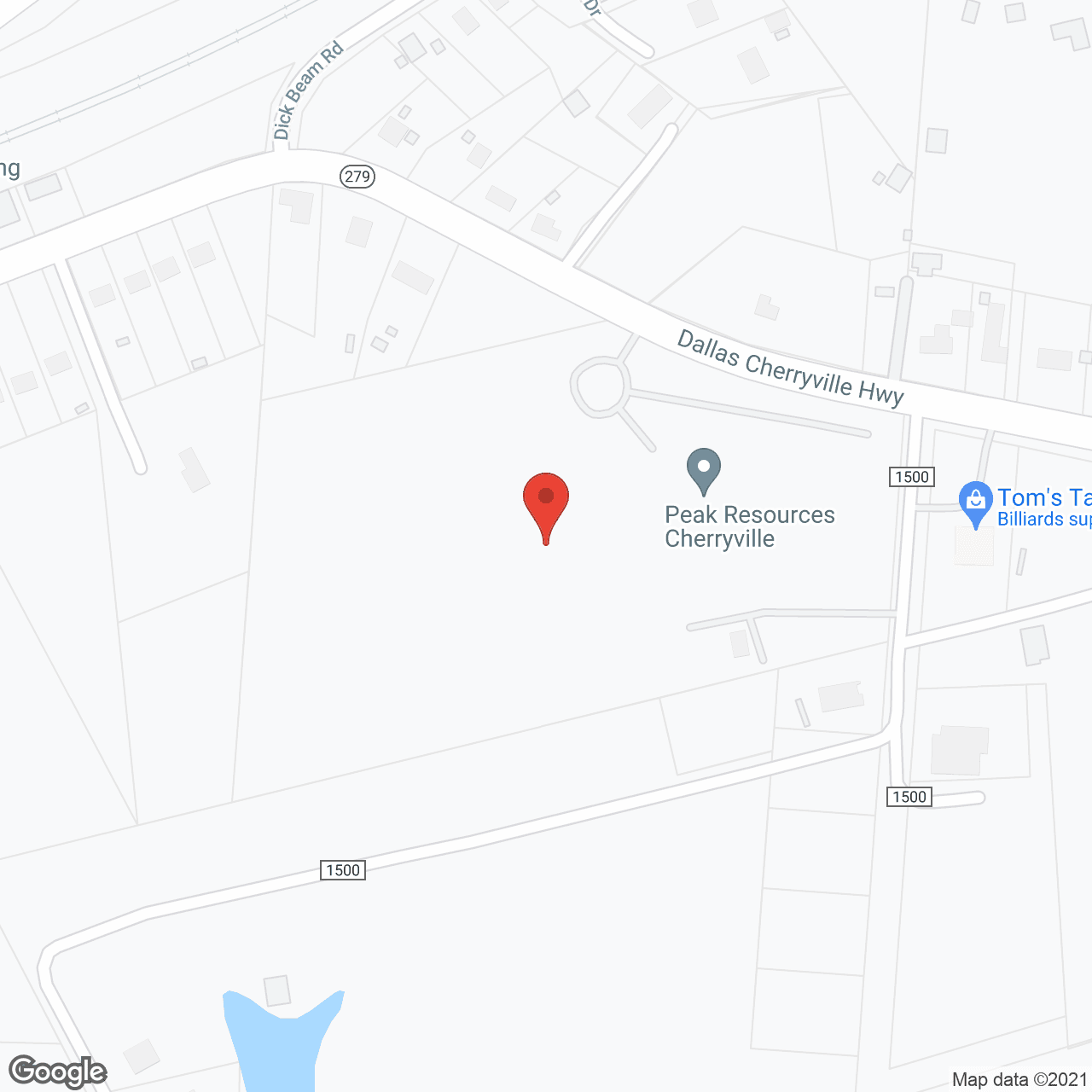 Map of the neighborhood around Peak Resources - Cherryville