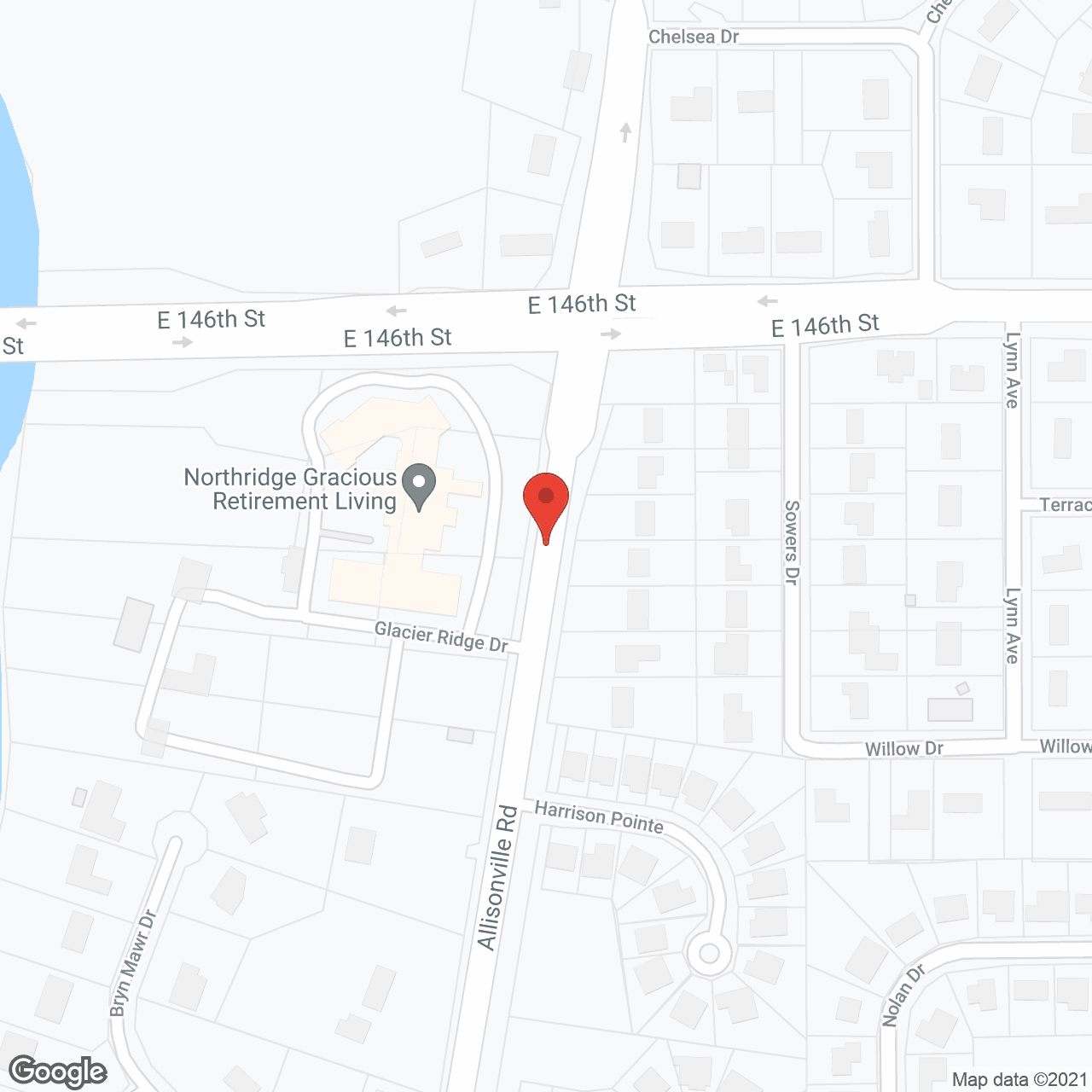 Map of the neighborhood around Northridge Gracious Retirement Living