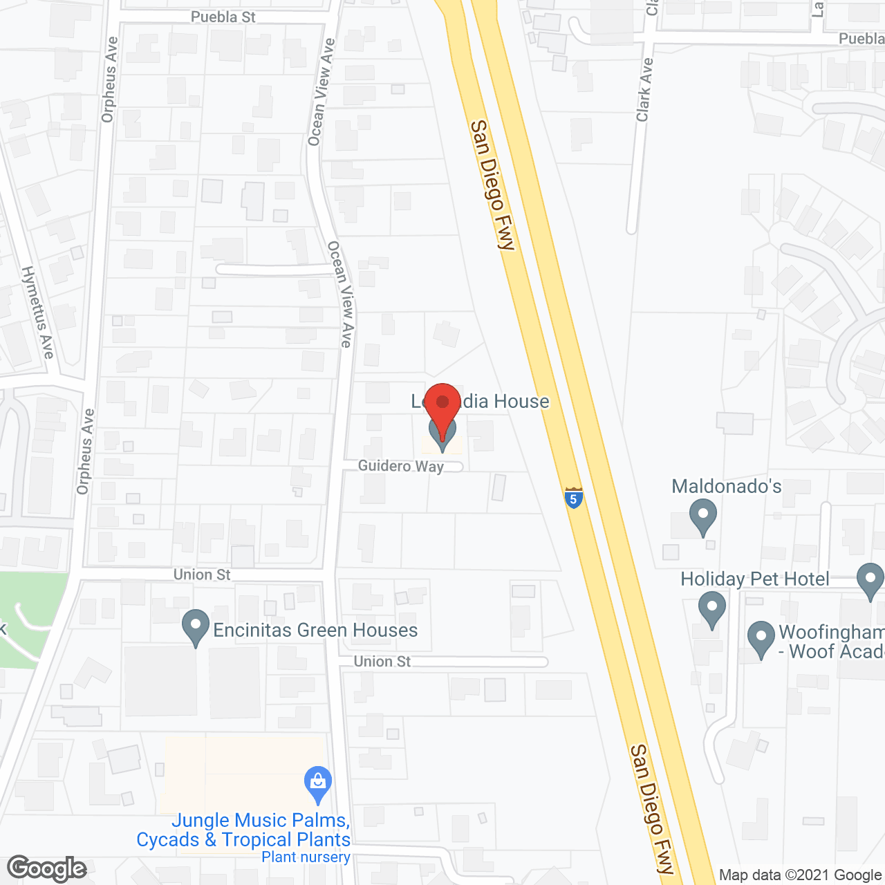Map of the neighborhood around Leucadia House