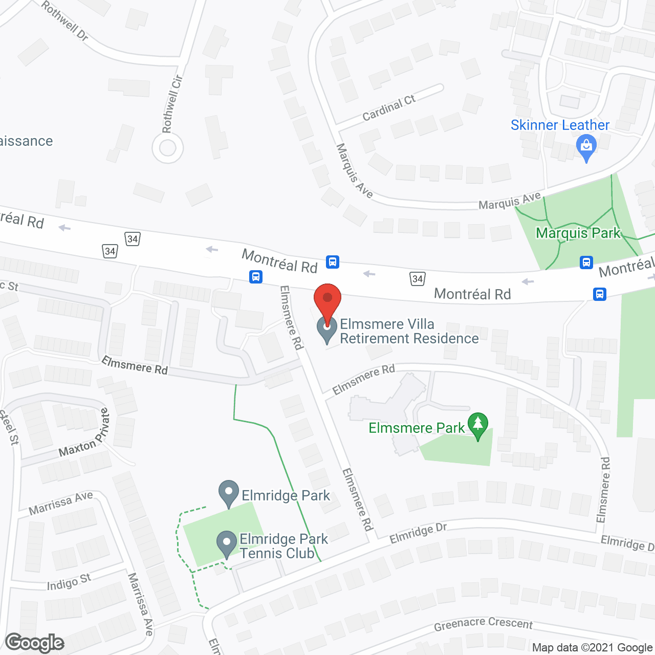 Map of the neighborhood around Elmsmere Villa