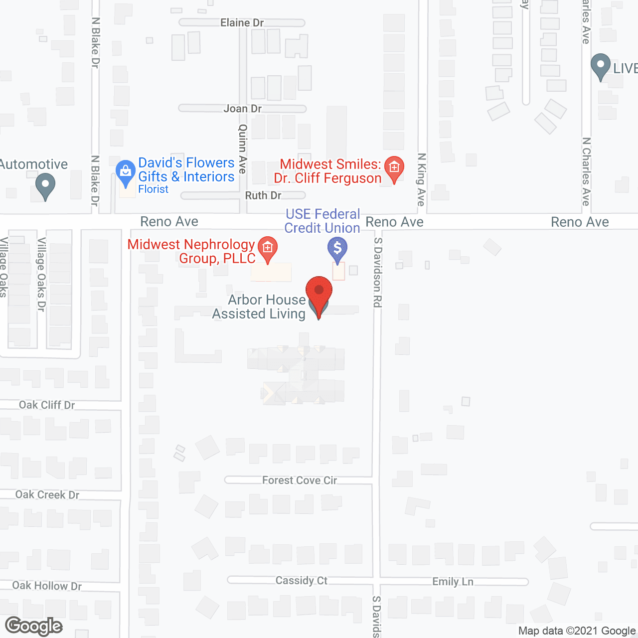 Map of the neighborhood around Arbor House of Midwest City