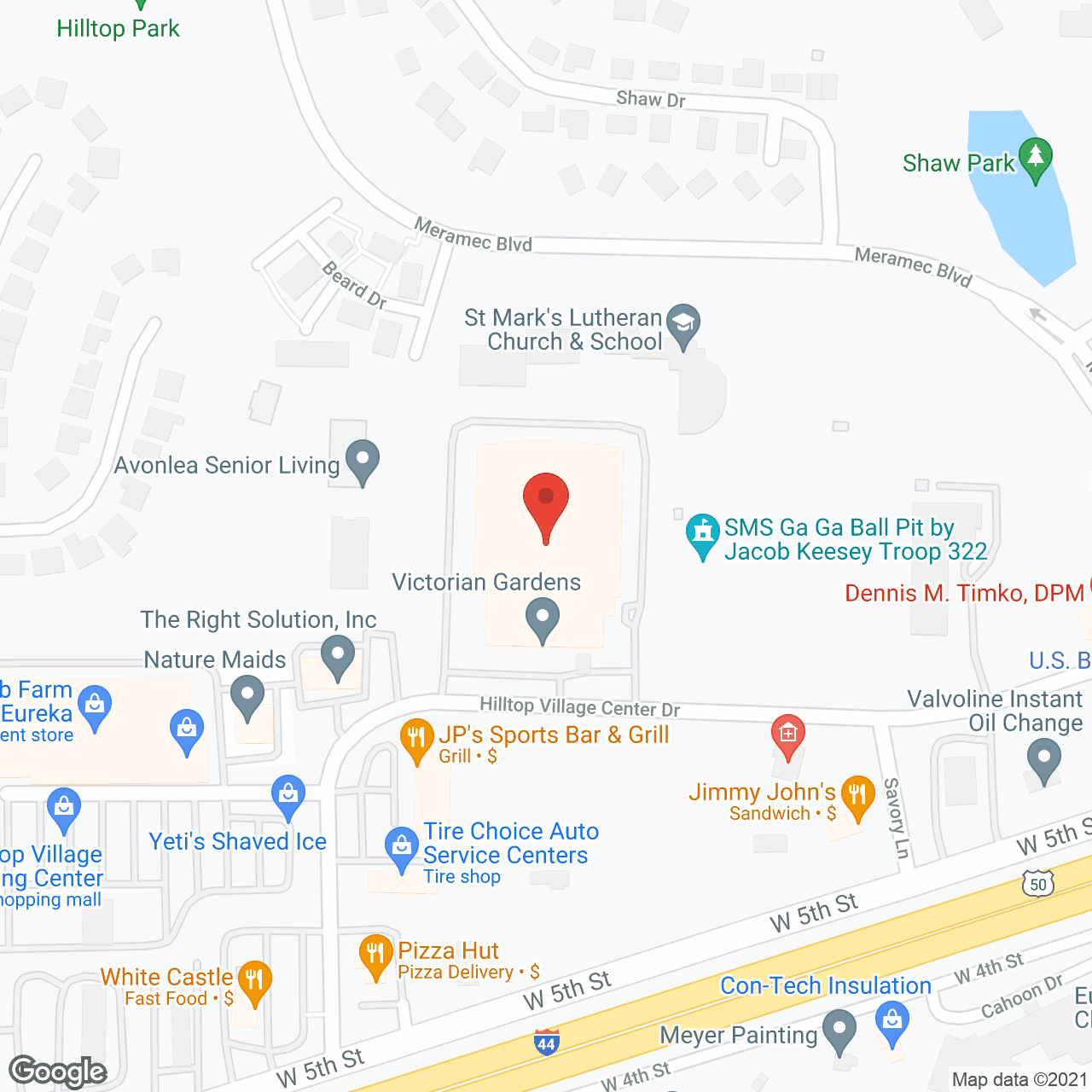 Map of the neighborhood around Victorian Gardens