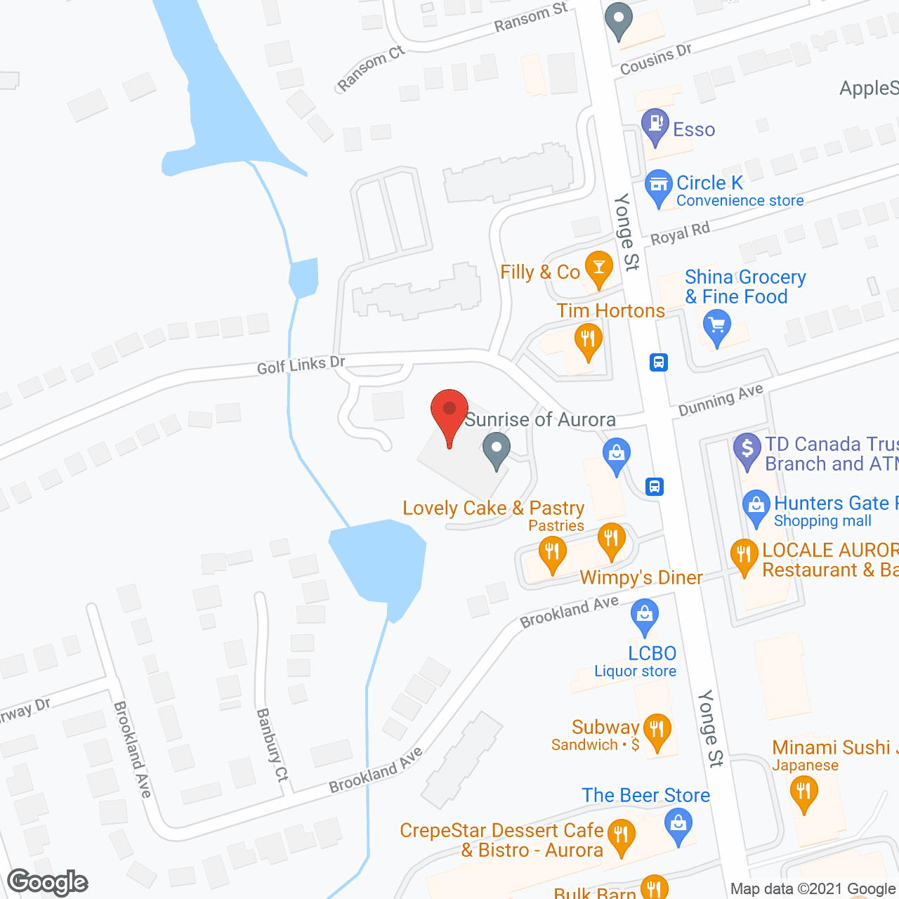 Map of the neighborhood around Sunrise of Aurora