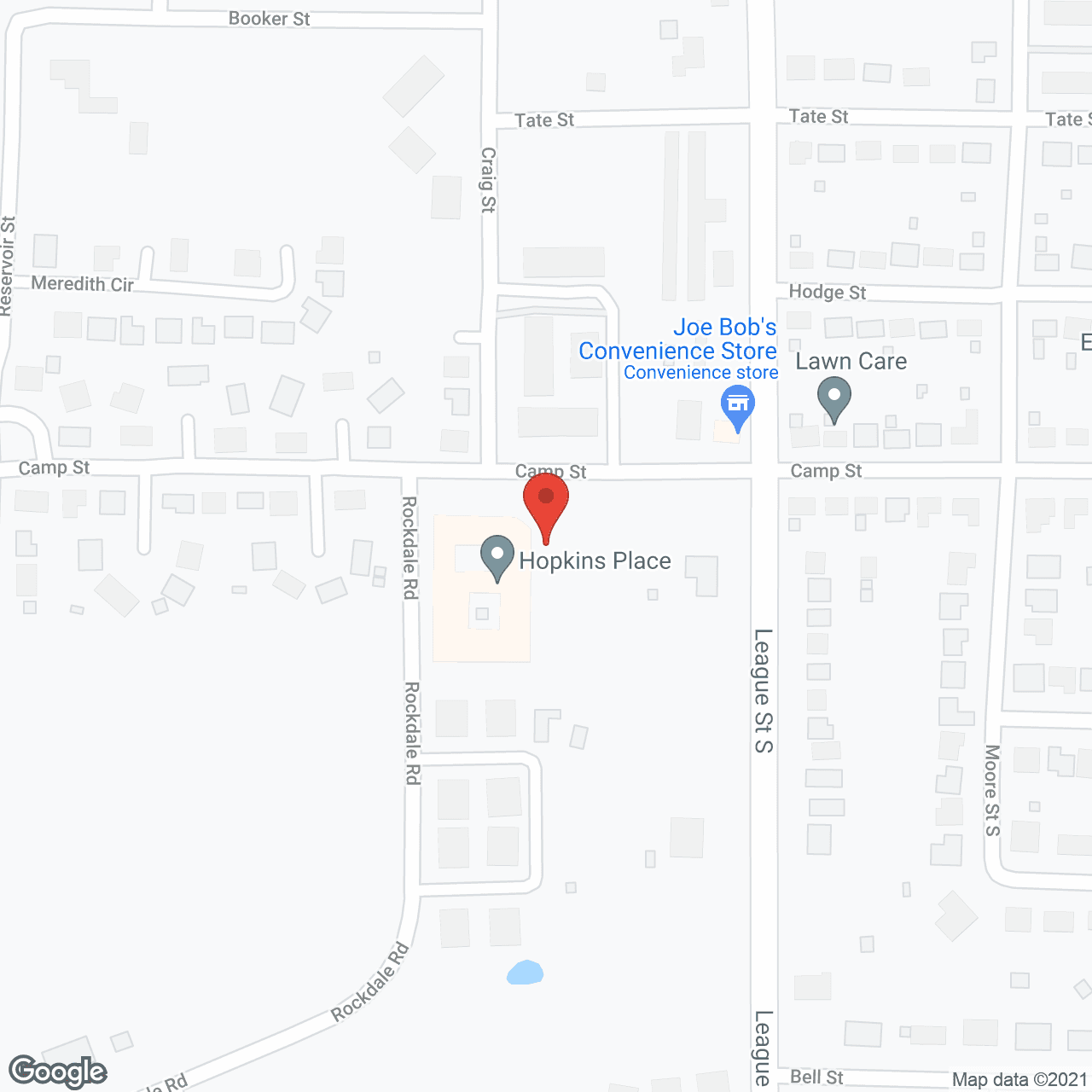 Map of the neighborhood around Hopkins Court