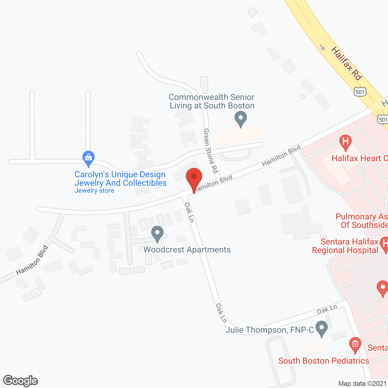 Map of the neighborhood around Commonwealth Senior Living at South Boston