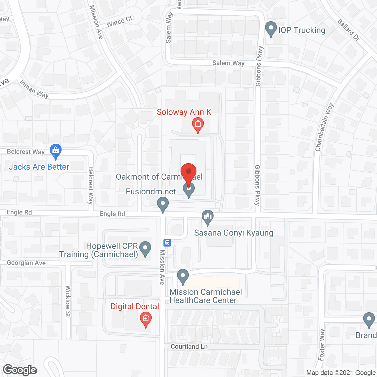 Map of the neighborhood around Oakmont of Carmichael