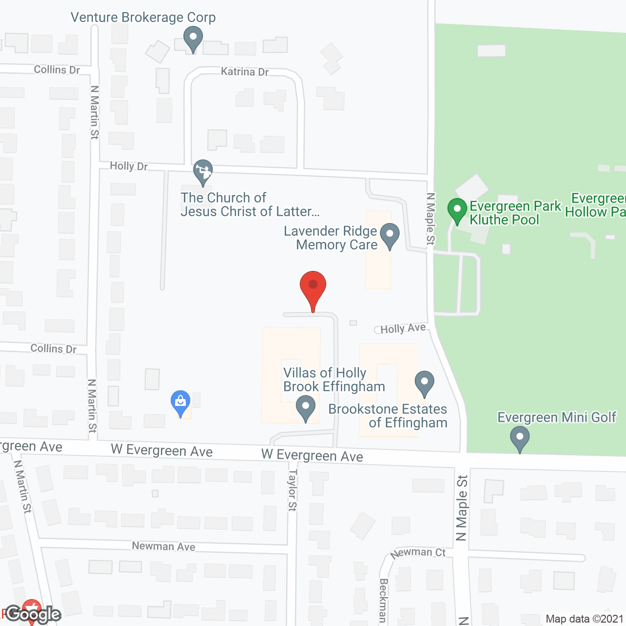 Map of the neighborhood around Villas of Holly Brook Effingham