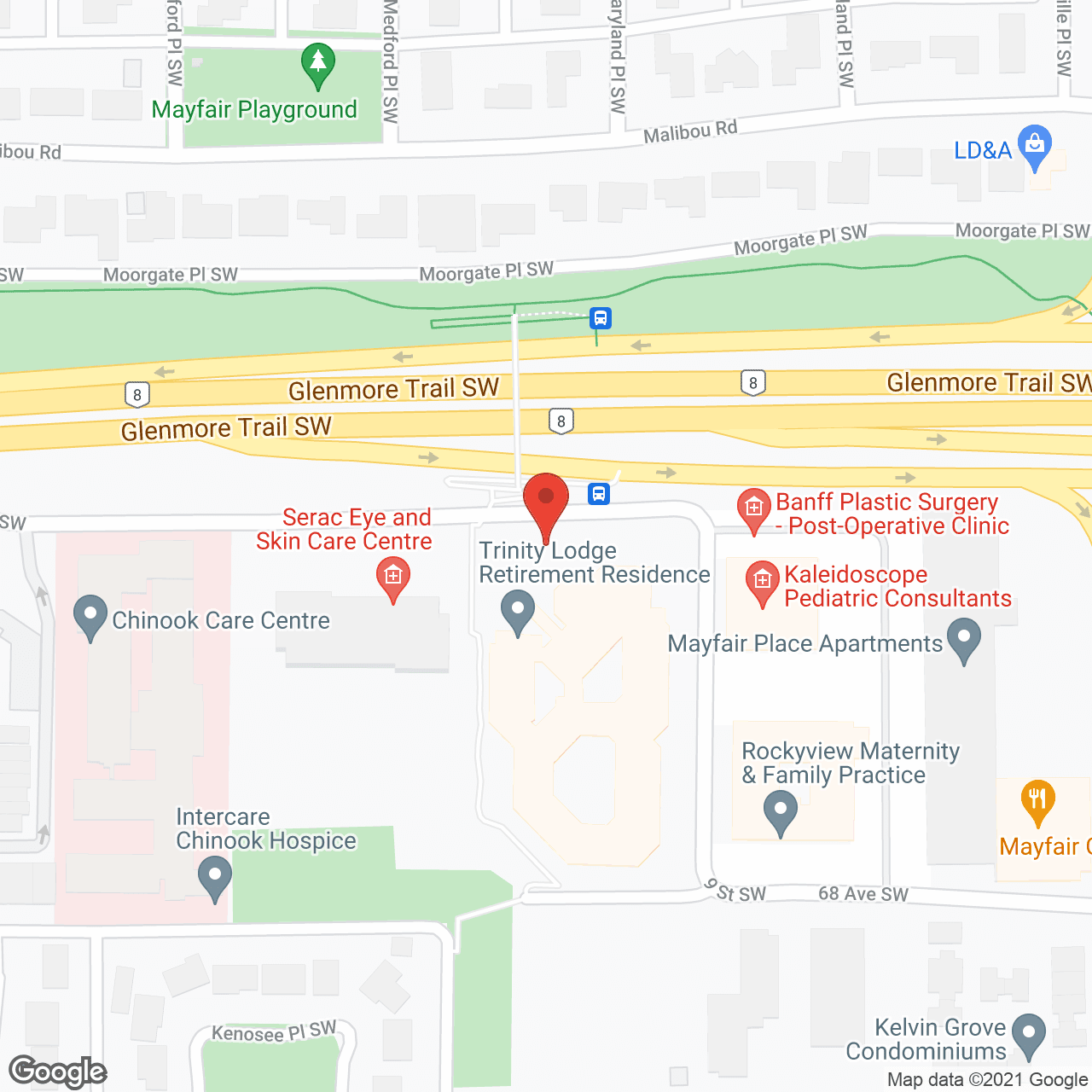 Map of the neighborhood around Trinity Lodge Retirement Residence
