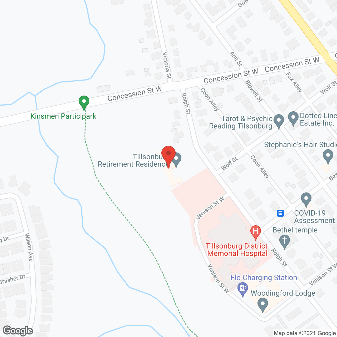 Map of the neighborhood around Tillsonburg Retirement Residence