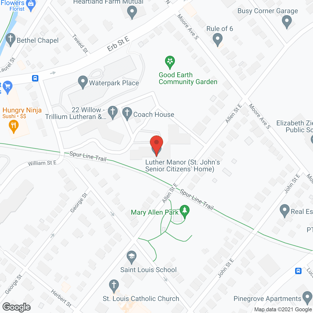 Map of the neighborhood around St Johns Senior Citizens Hm