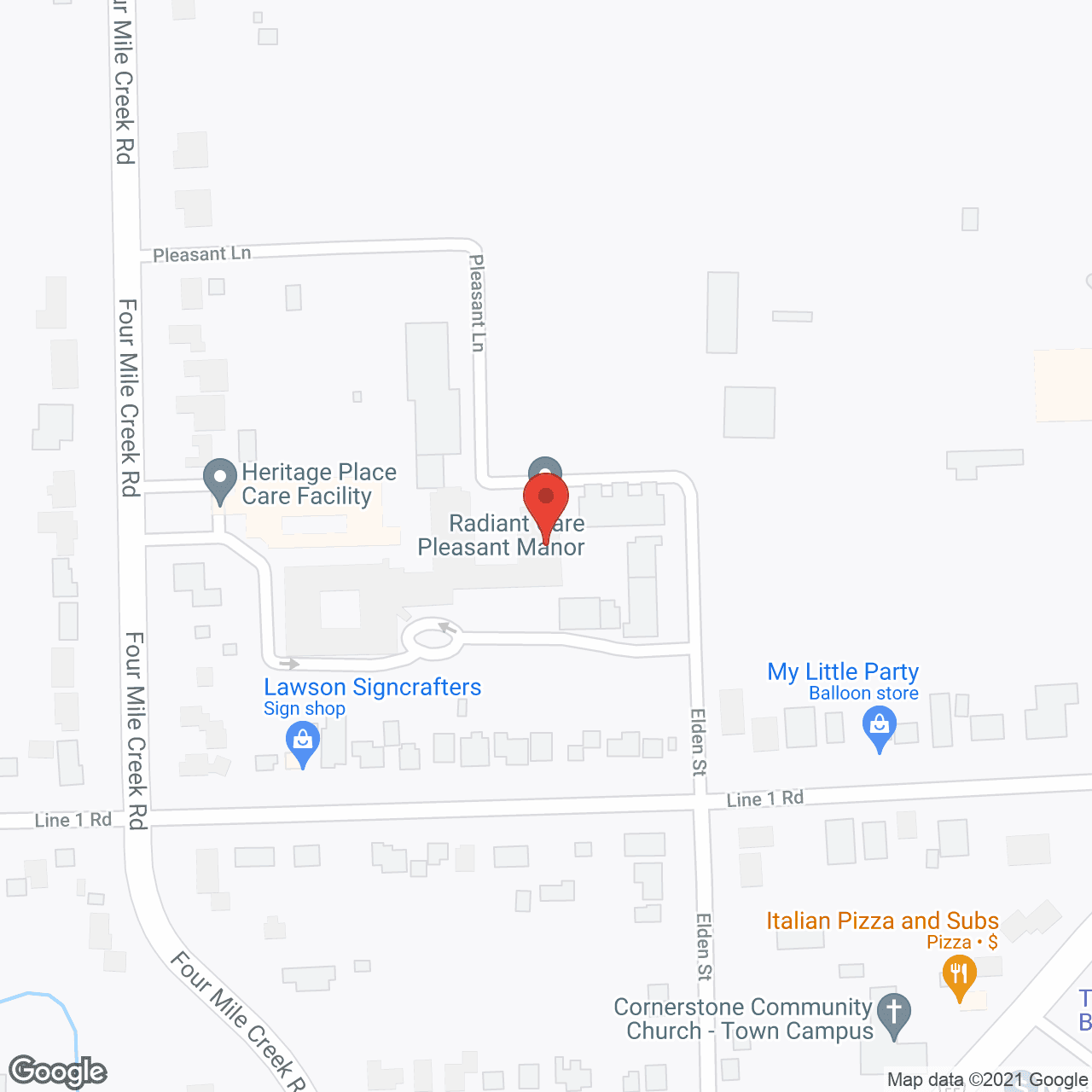 Map of the neighborhood around Pleasant Manor Retirement Vlg