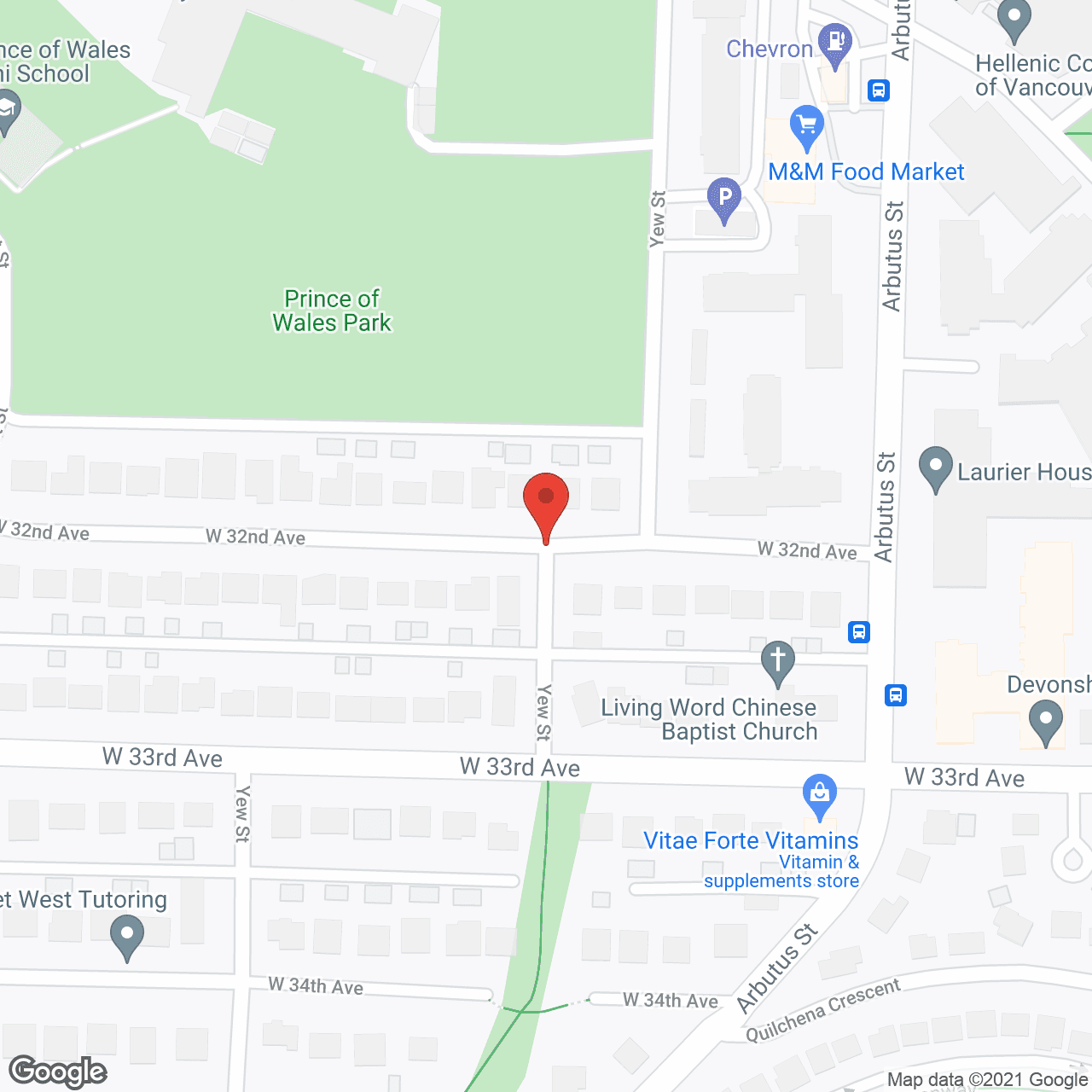 Map of the neighborhood around Okeefe