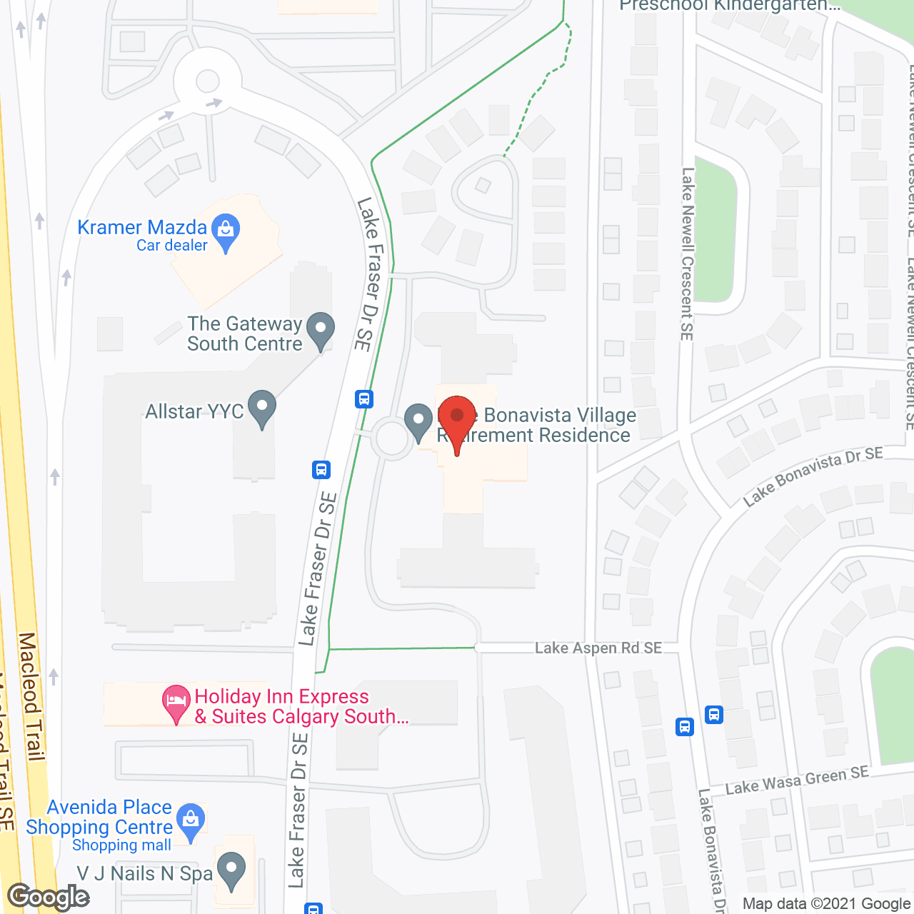 Map of the neighborhood around Lake Bonavista Village