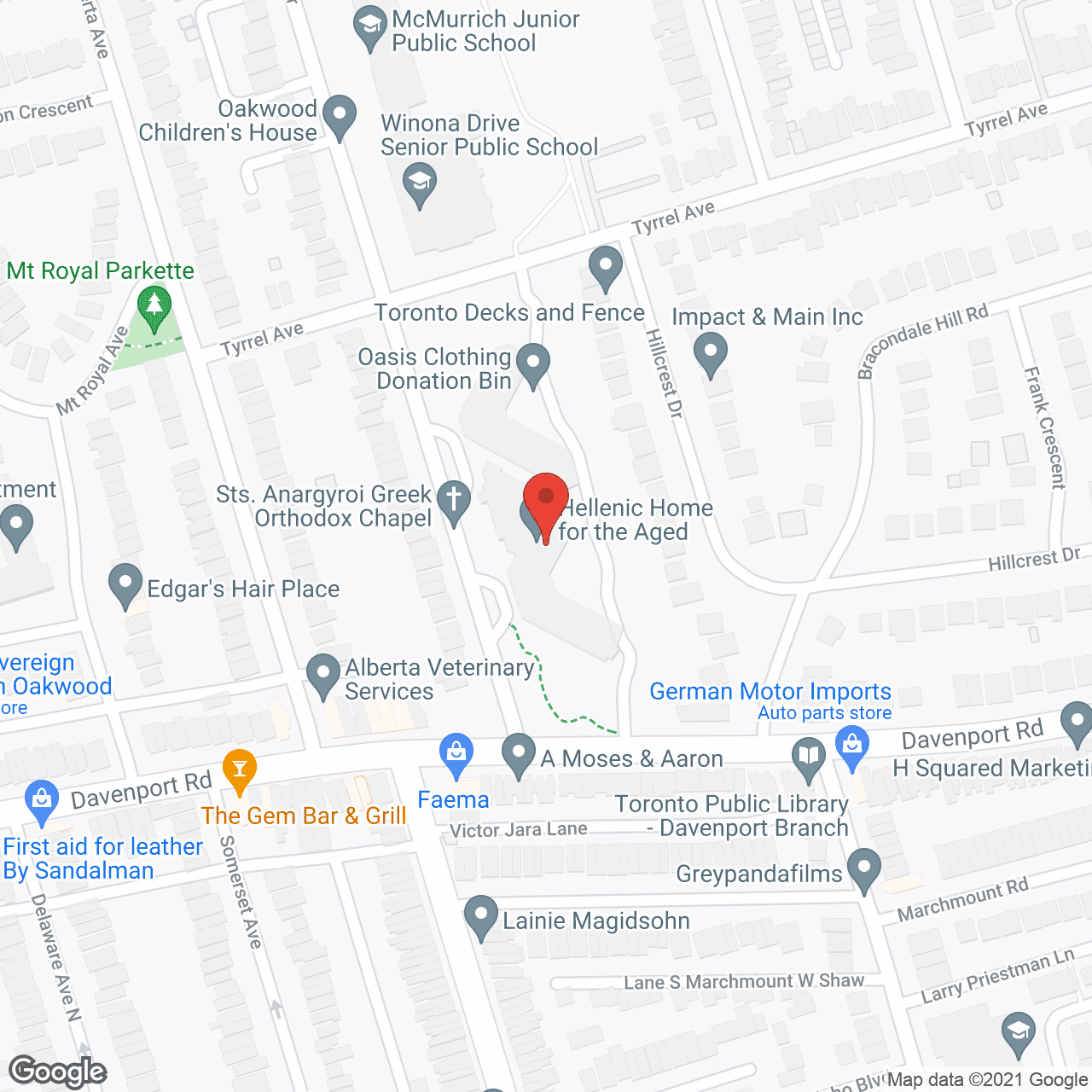 Map of the neighborhood around Hellenic Home For The Aged