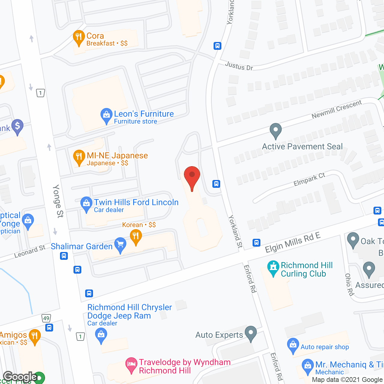Map of the neighborhood around Elgin Manor