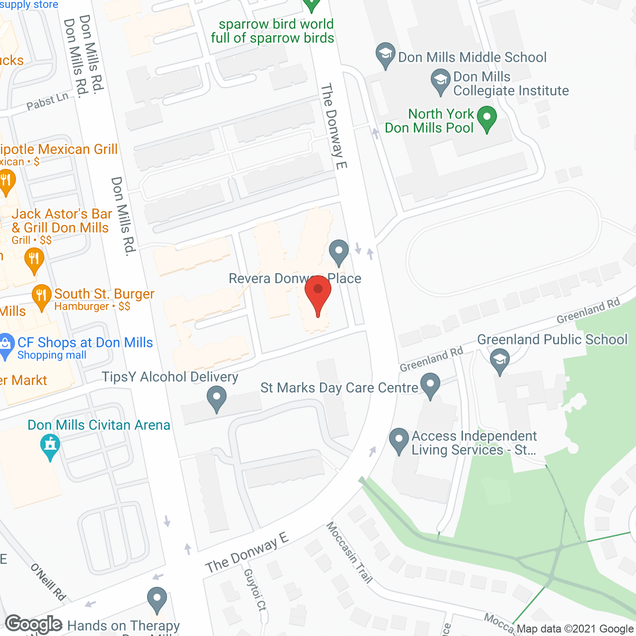 Map of the neighborhood around Donway Place Seniors Apts
