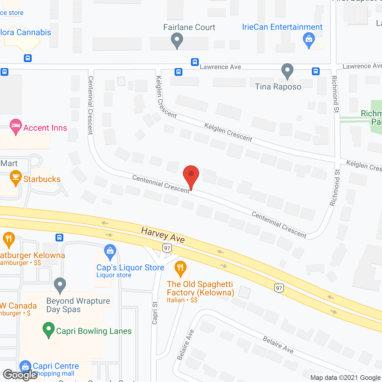 Map of the neighborhood around Centennial Senior Home Socie