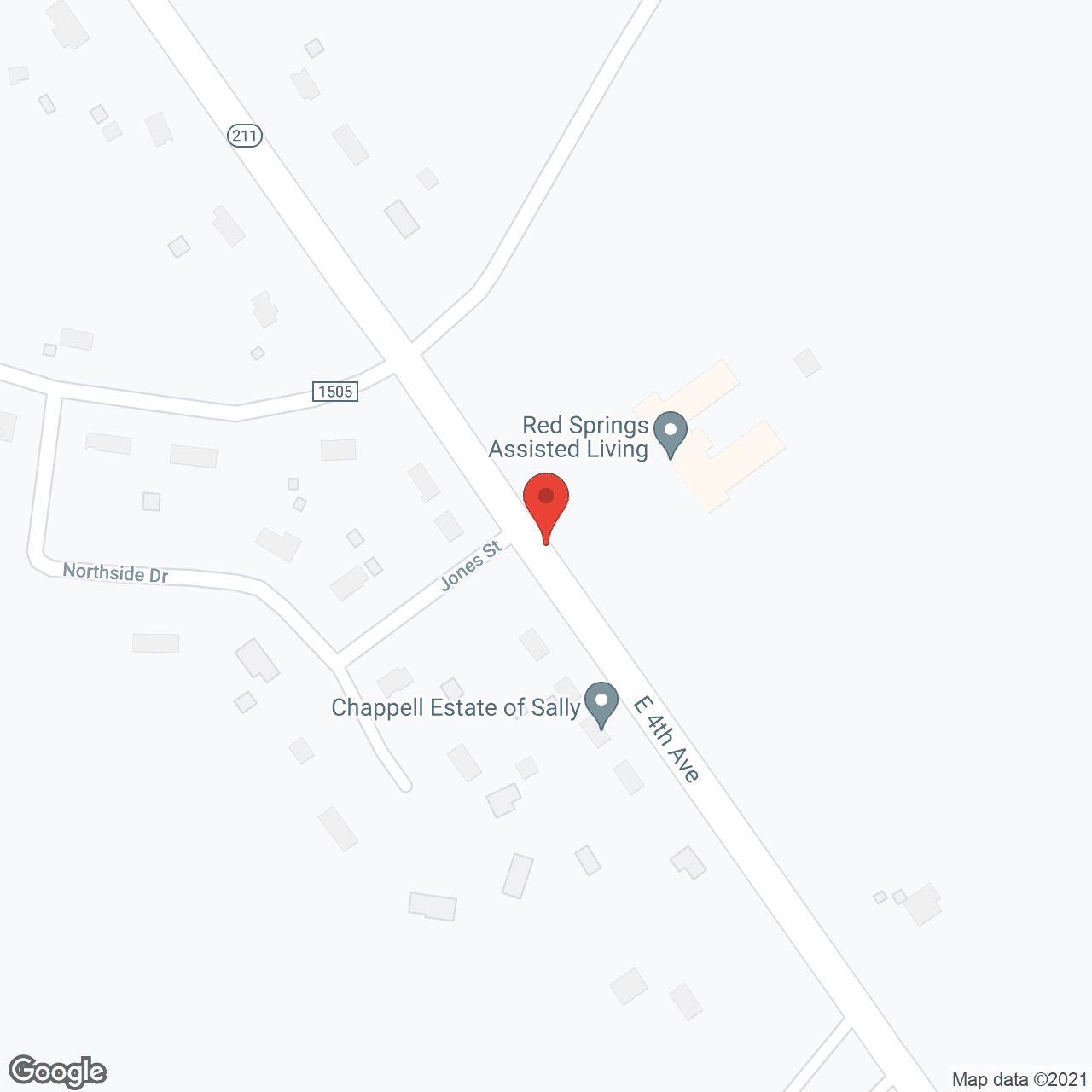 Map of the neighborhood around Red Springs Assisted Living
