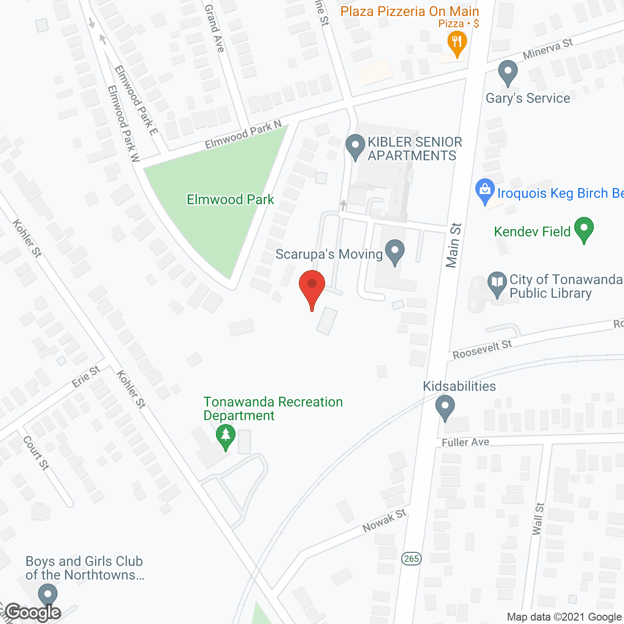 Map of the neighborhood around Kibler Senior Apartments