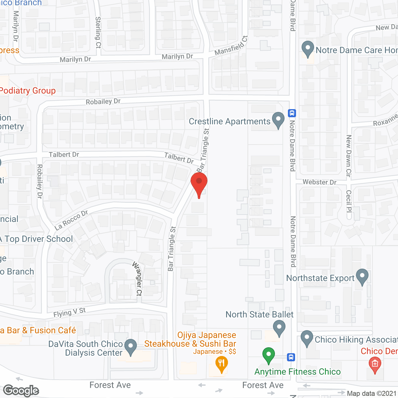 Map of the neighborhood around Golden Sierra Carehome