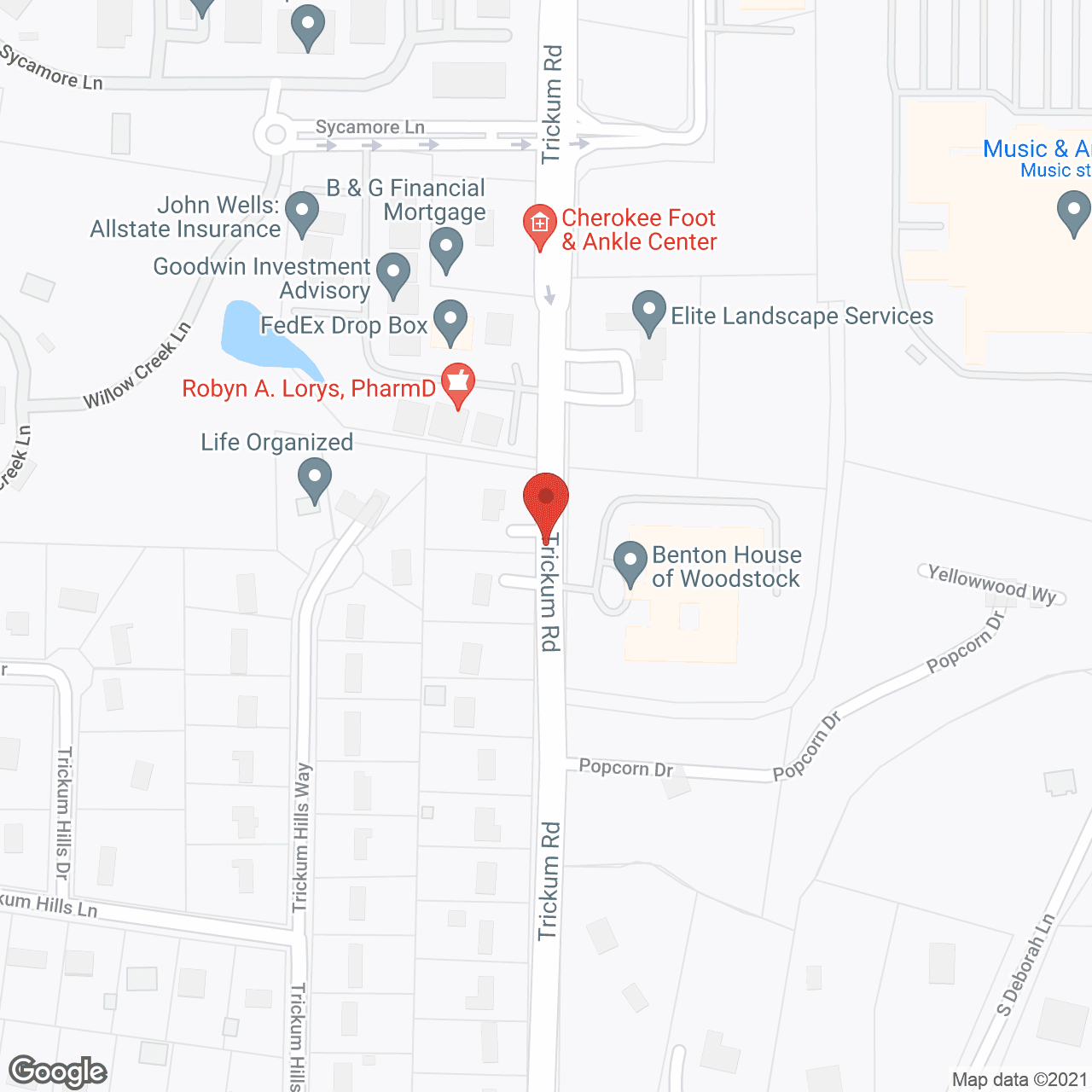 Map of the neighborhood around Benton House Woodstock