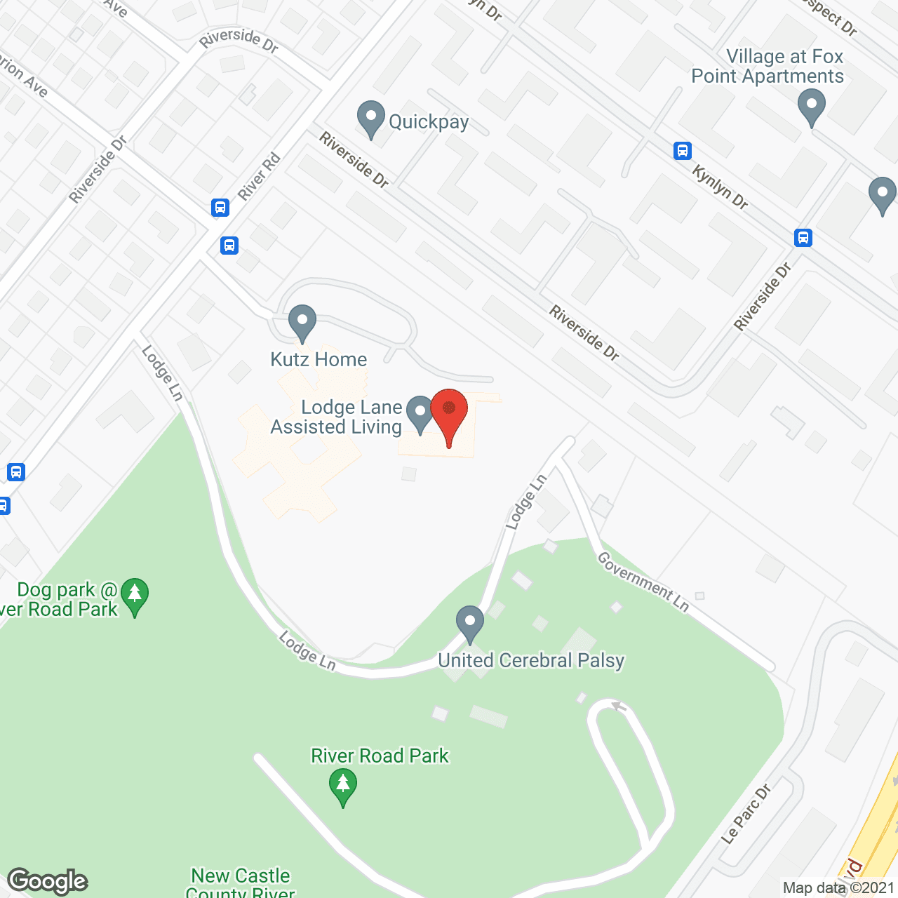 Map of the neighborhood around Lodge Lane Assisted Living