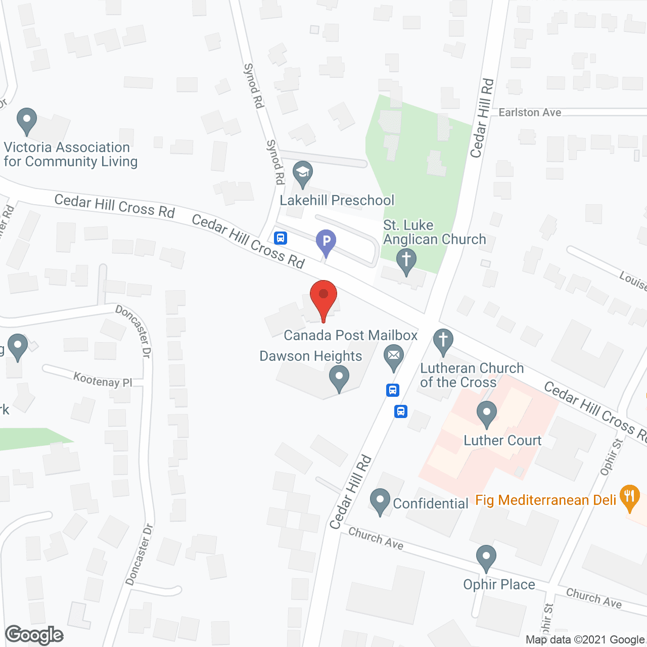 Map of the neighborhood around Dawson Heights
