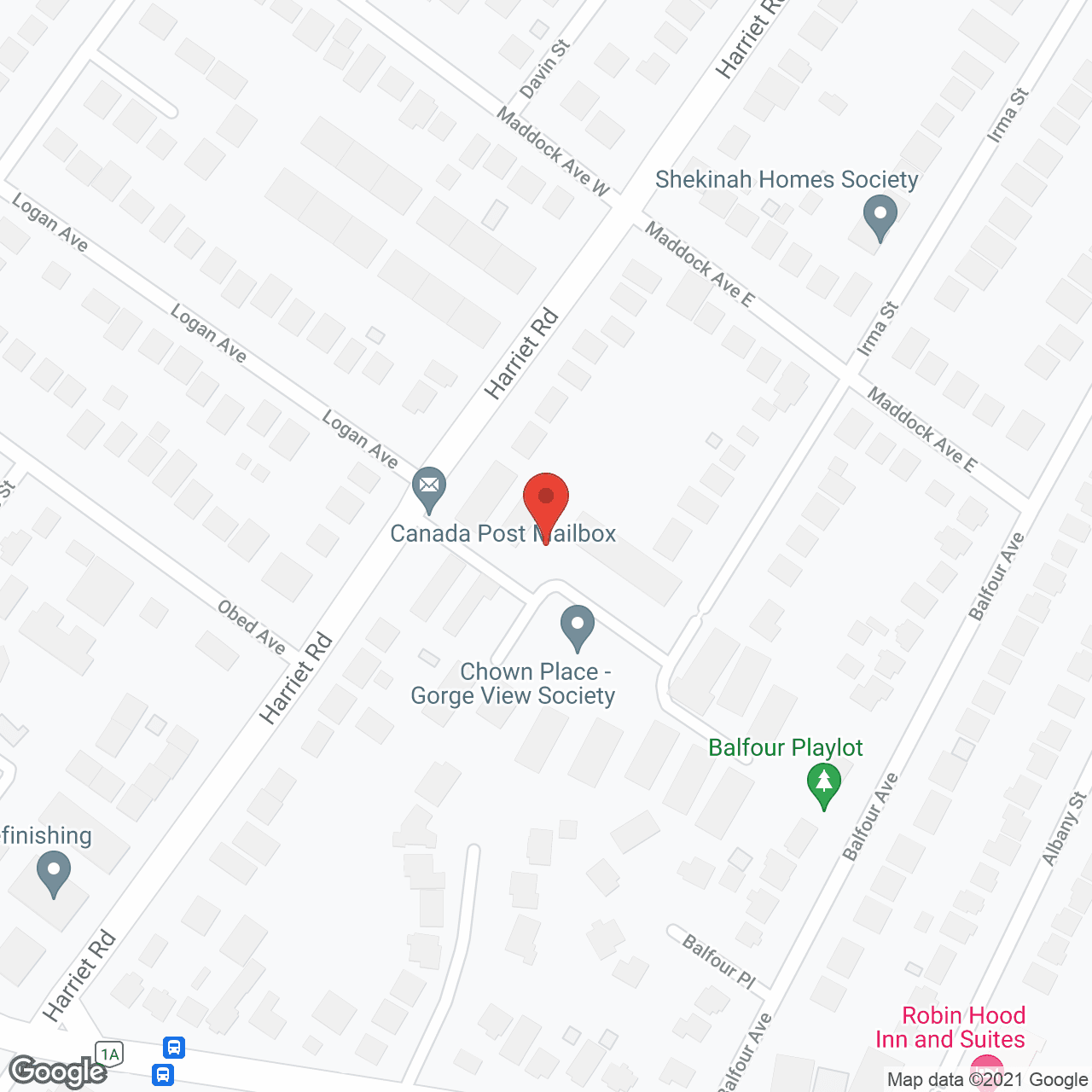 Map of the neighborhood around Chown Place