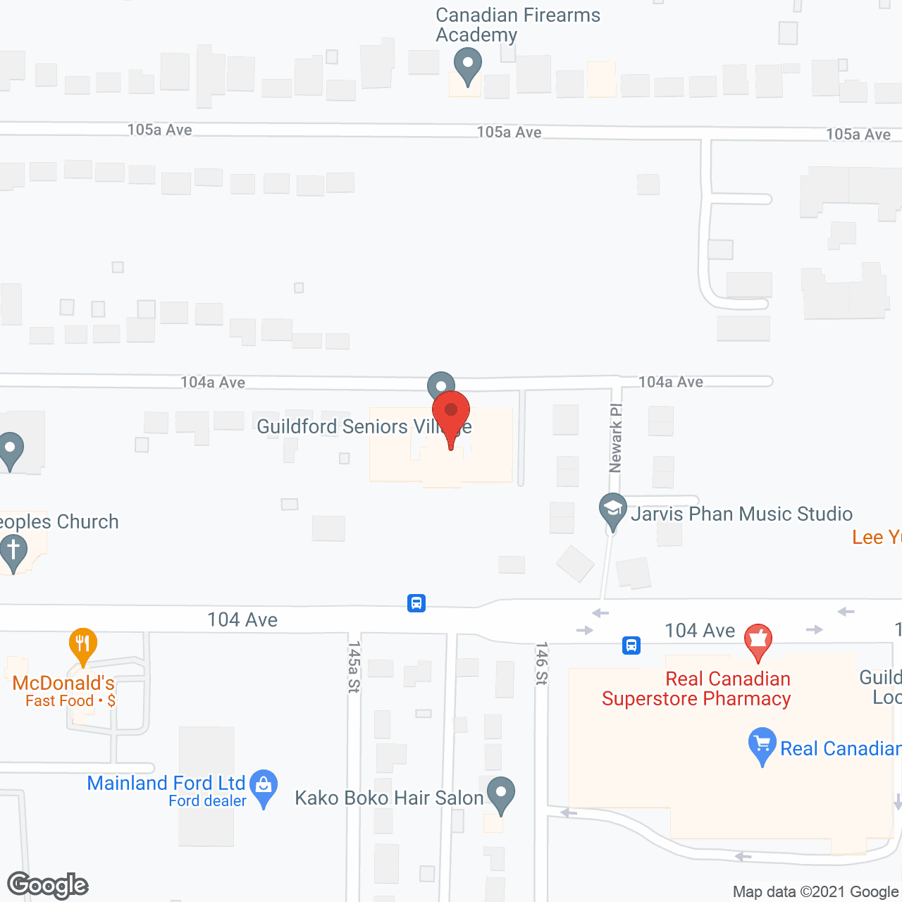 Map of the neighborhood around Guildford Seniors Village