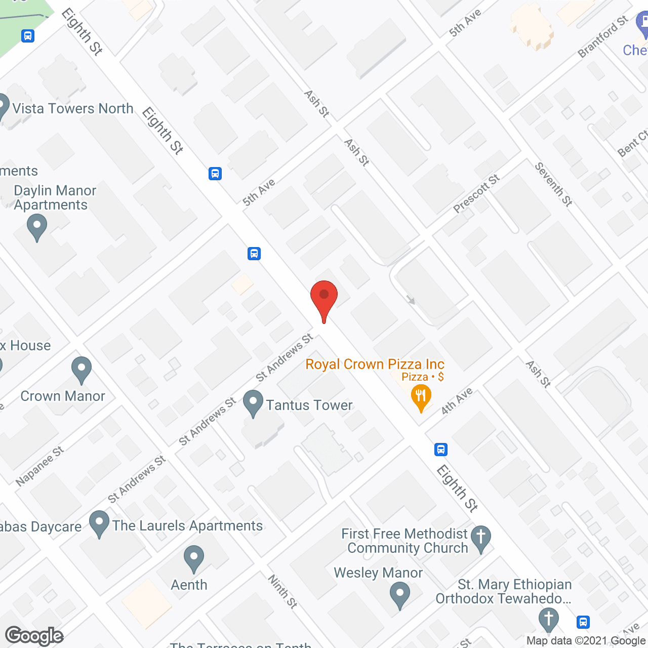 Map of the neighborhood around Moody Park Tower