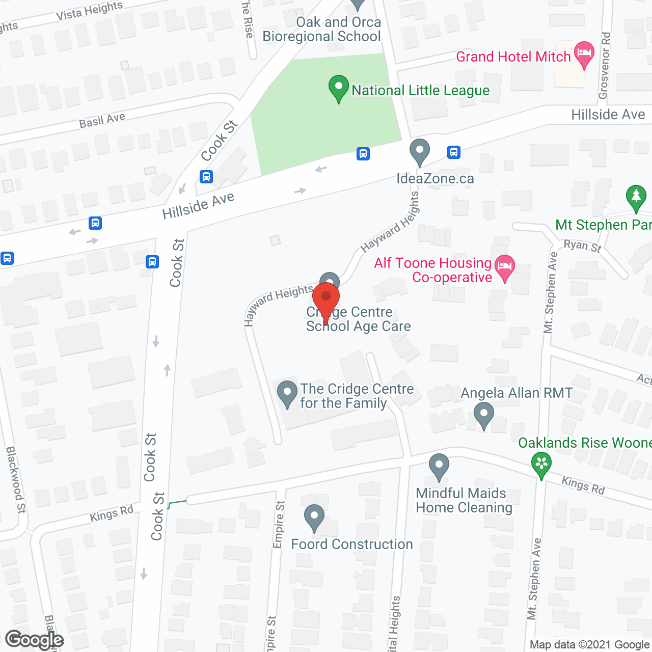 Map of the neighborhood around Cridge Village Seniors Centre