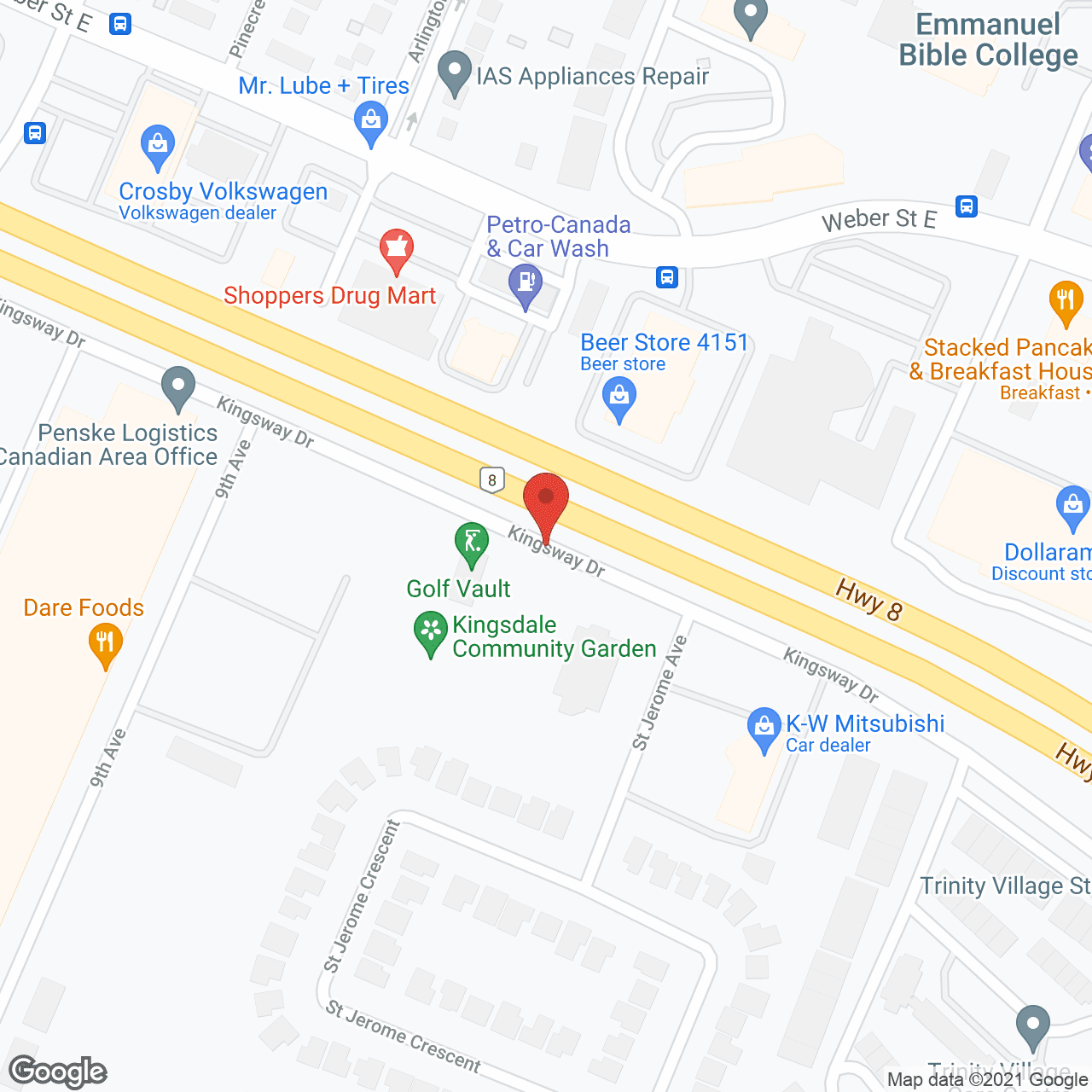 Map of the neighborhood around Trinity Village Studios