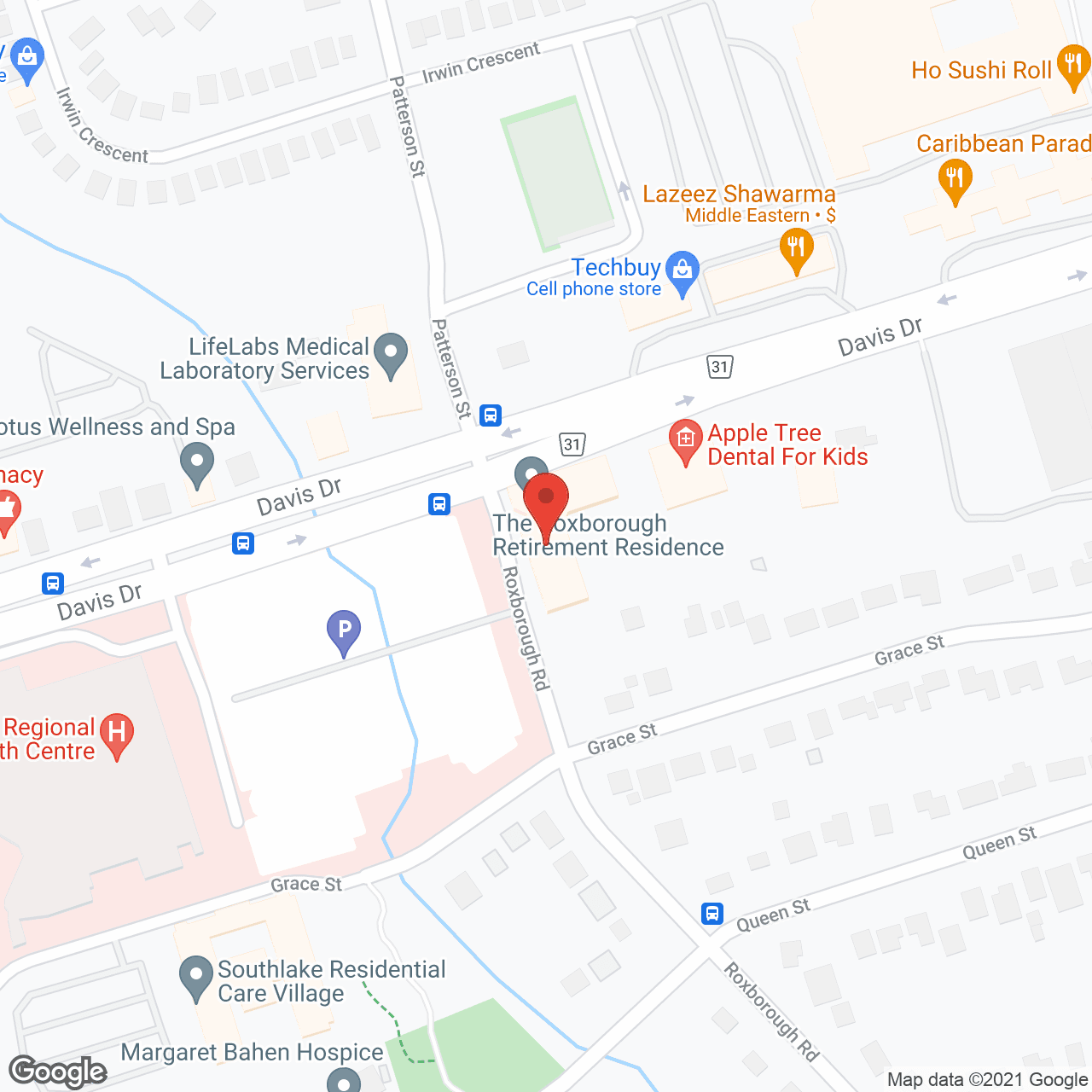 Map of the neighborhood around The Roxborough Retirement Residence