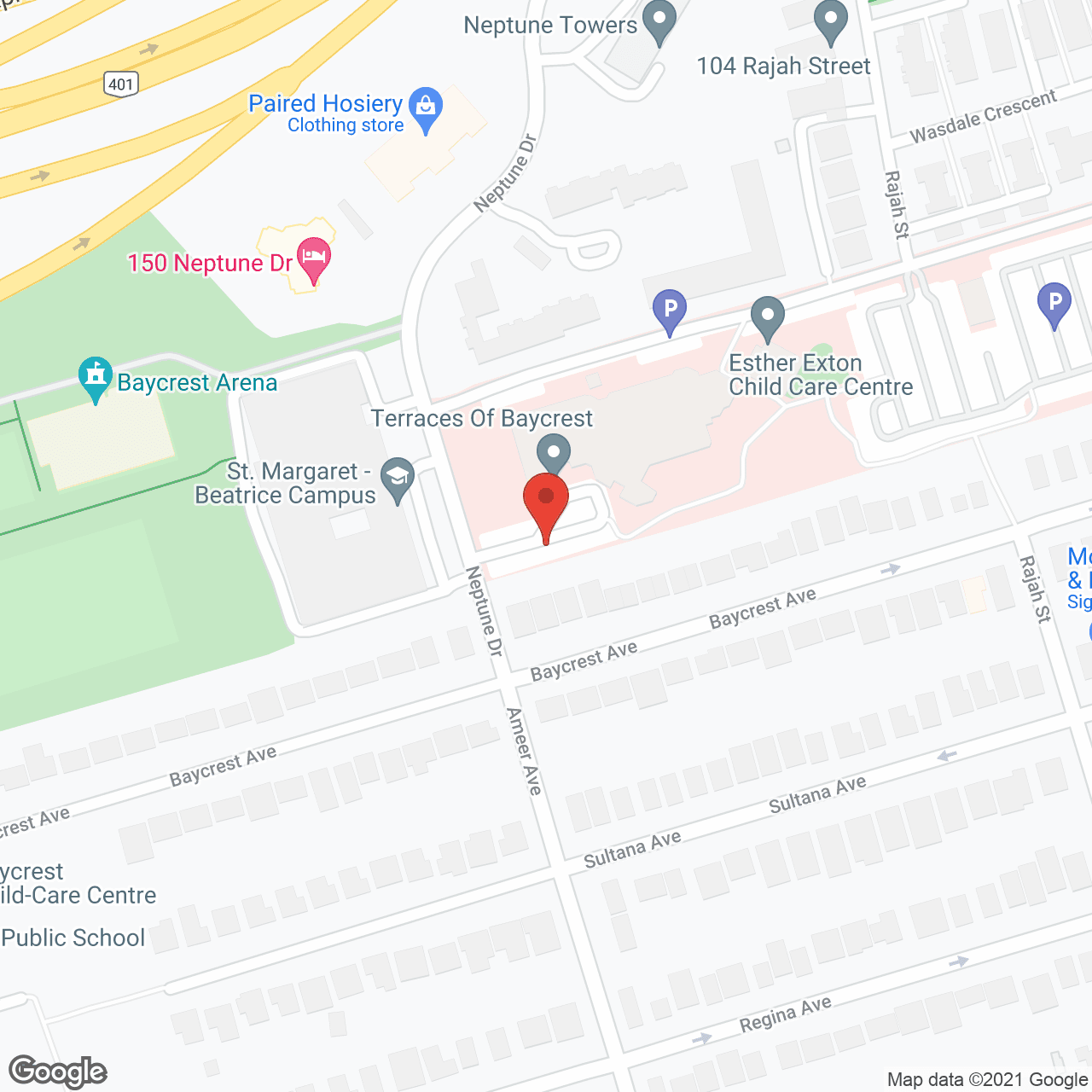 Map of the neighborhood around Terraces Of Baycrest
