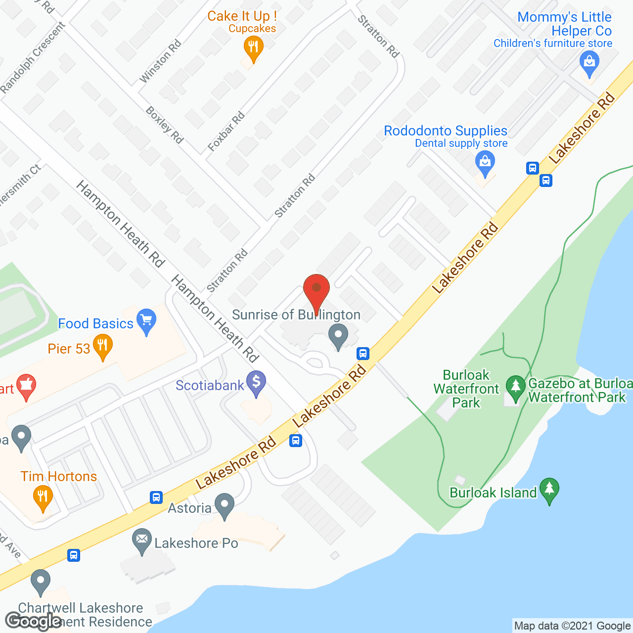 Map of the neighborhood around Sunrise of Burlington