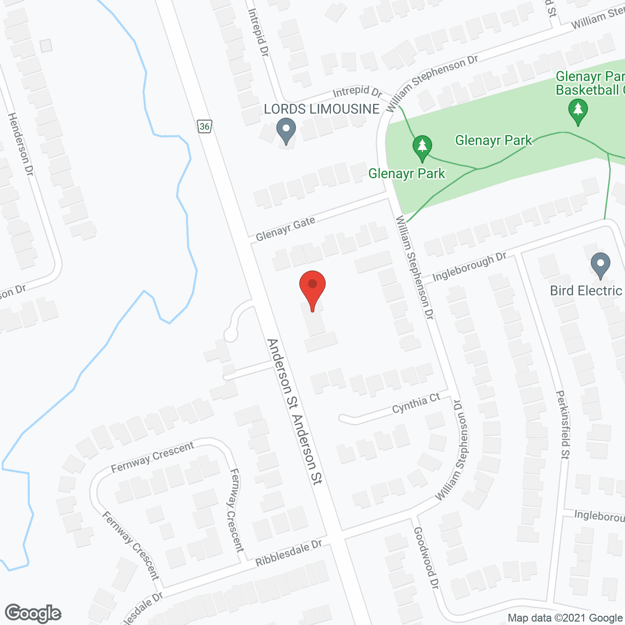 Map of the neighborhood around Stonehaven Manor
