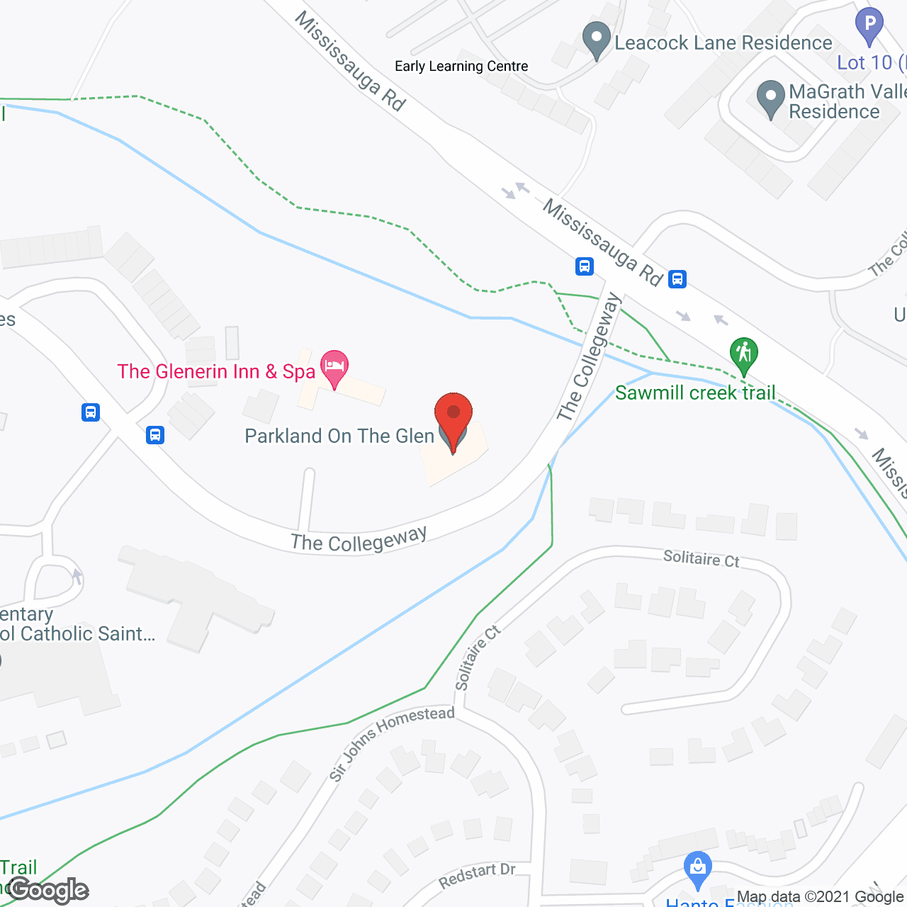Map of the neighborhood around Parkland on the Glen