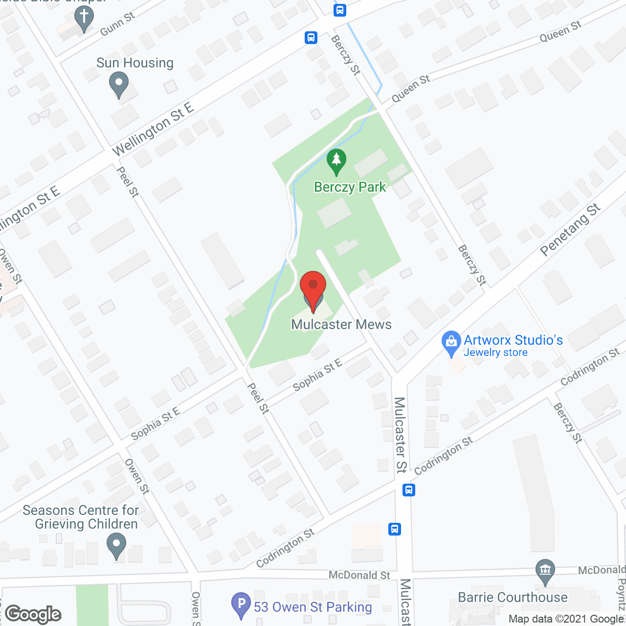 Map of the neighborhood around Mulcaster Mews